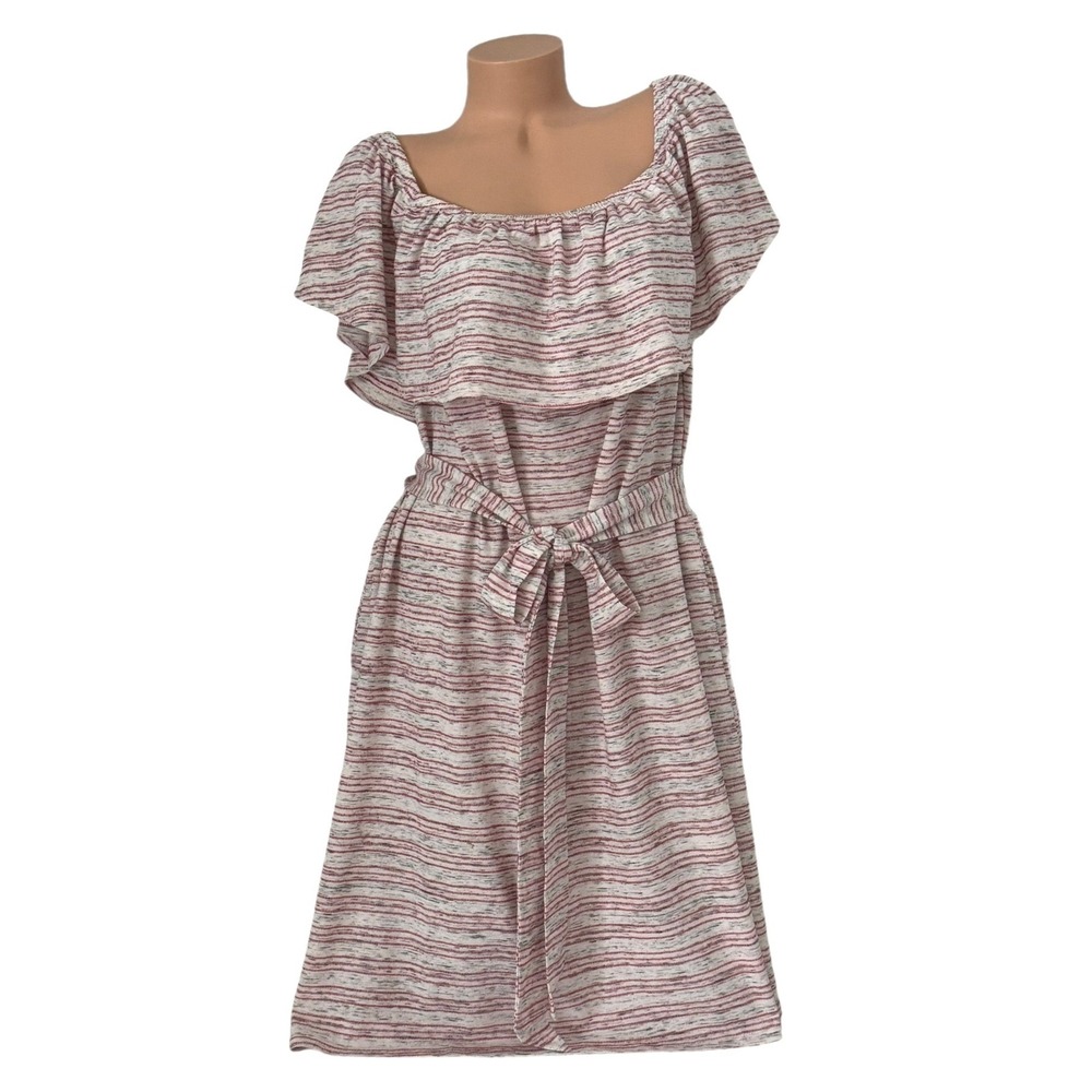 Lane Bryant Womens Size 26 28 Plus Off Shoulder 4-Way Striped Dress Belted Midi
